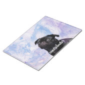 自分カスタマイズの黒いパグの寄付犬 ノートパッド (アングル)