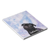自分カスタマイズの黒いパグの寄付犬 ノートパッド (アングル)