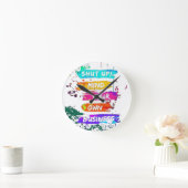 自分カラフルの会社のポスターを閉じなさい ラウンド壁時計 (ホーム)