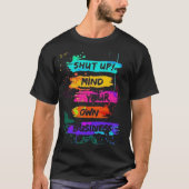 自分カラフルの会社のポスターを閉じなさい Tシャツ (正面)