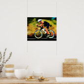 自分カラフルの名前の自転車ライダー ポスター (キッチン)