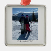 自分パーソナライズされたの写真のクリスマスを追加 メタルオーナメント (正面)