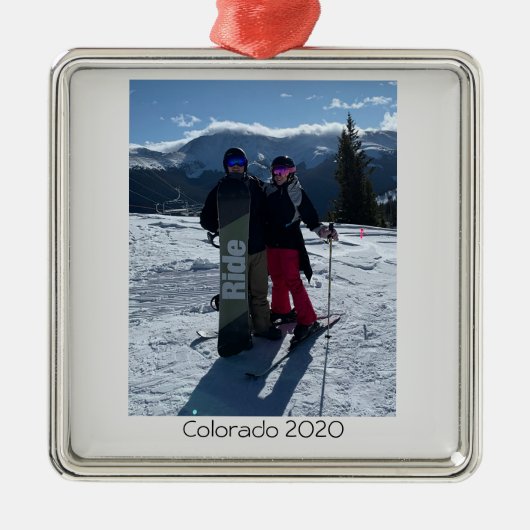 自分パーソナライズされたの写真のクリスマスを追加 メタルオーナメント (正面)