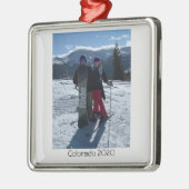 自分パーソナライズされたの写真のクリスマスを追加 メタルオーナメント (左)
