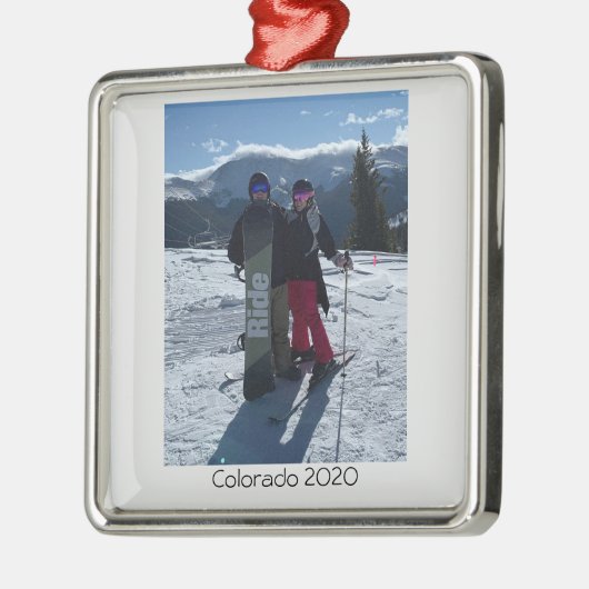 自分パーソナライズされたの写真のクリスマスを追加 メタルオーナメント (左)