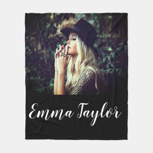 自分パーソナライズされたの写真タイポグラフィ名の追加 フリースブランケット (正面)