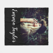 自分パーソナライズされたの写真タイポグラフィ名の追加 フリースブランケット (正面(横))