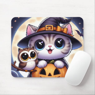 自分パーソナライズされたカスタムの写真Halloween Cat マウスパッド