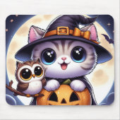 自分パーソナライズされたカスタムの写真Halloween Cat マウスパッド (正面)