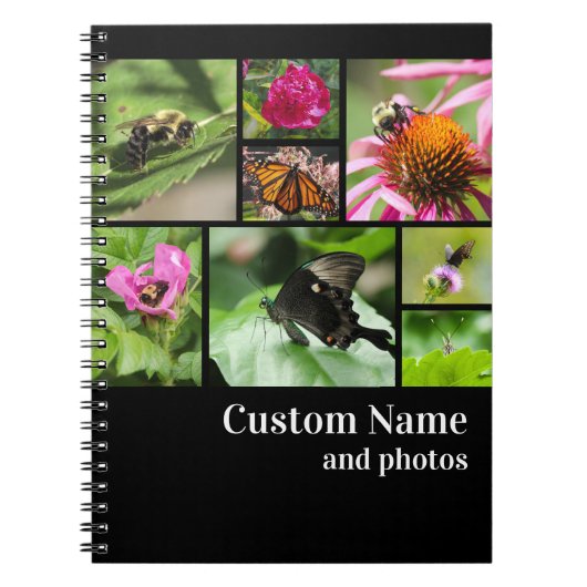自分モダンの写真コラージュ黒を作成 ノートブック (正面)