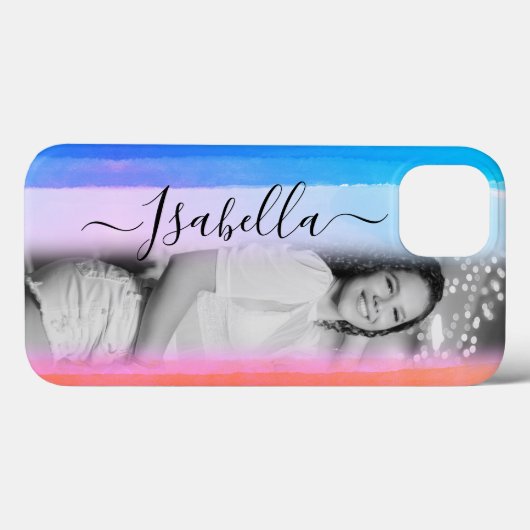 自分モダンの写真名前をカスタムするの水彩を追加 Case-Mate iPhoneケース (裏面 (横))