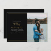 自分モダンの写真結婚式招待状カード サンキューカード (正面/裏面)