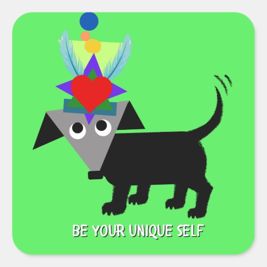 「自分ユニークでいなさい」レゴ・ベルトのステッカー。 スクエアシール (正面)