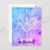 自分信じでの蓮の曼荼羅ピンクブルー ポストカード (正面/裏面)