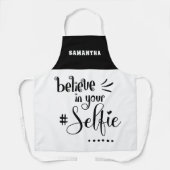 自分信じの引用文名白黒 エプロン (正面)