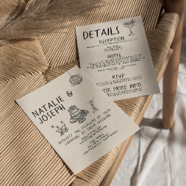 自分図解入りの、写真付きのの中に手書きのケーキが詰め結婚込まれる 招待状