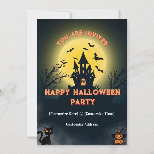 自分好みにカスタマイズできる ハロウィンパーティーに招待されてる 招待状 (正面)