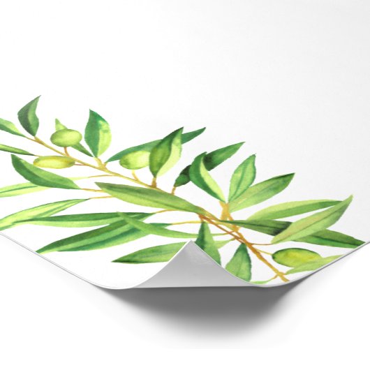 自分空白ののオリーブの枝のセージの緑を作成 ポスター (角)