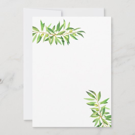 自分空白ののオリーブの枝のセージ緑を追加 招待状 (正面)