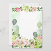 自分空白のの緑のあじさいピンクフローラを追加 招待状 (正面)