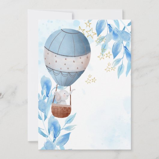 自分空白のの象のホットエアバルーンを追加 招待状 (正面)