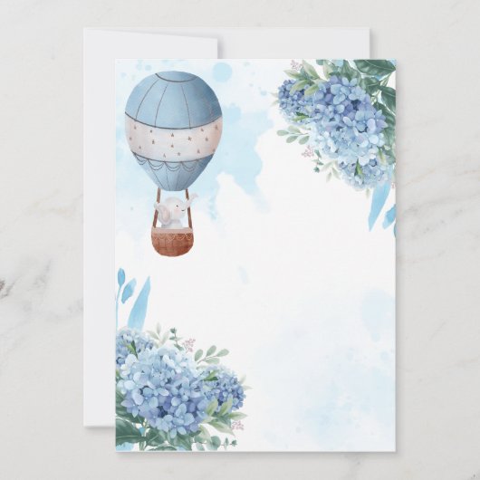 自分空白のの象のホットエアバルーンを追加 招待状 (正面)