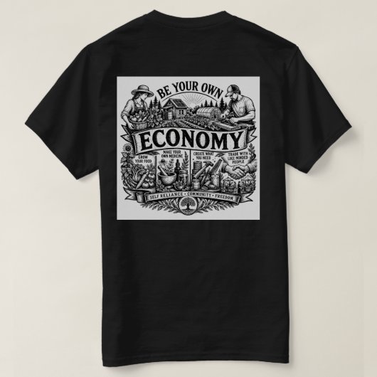 自分経済Tシャツ V2 Tシャツ (デザイン裏面)