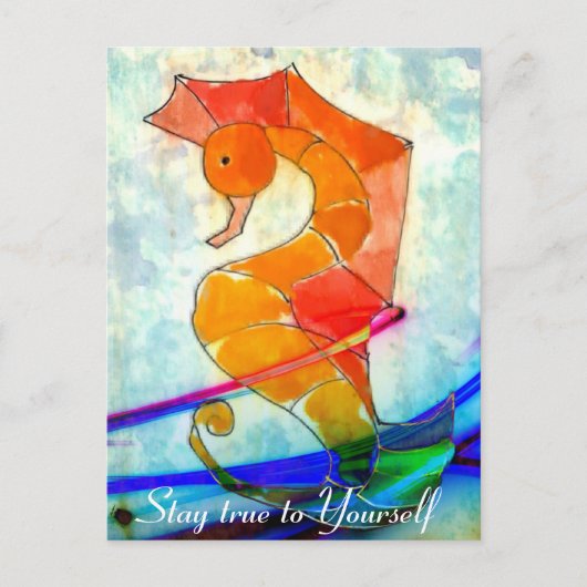 自分自身に忠実に保つ – seahorse絵画の葉書 ポストカード (正面)