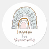 自分自身に投資すやる気を起こさせるるカラフル ラウンドシール (正面)