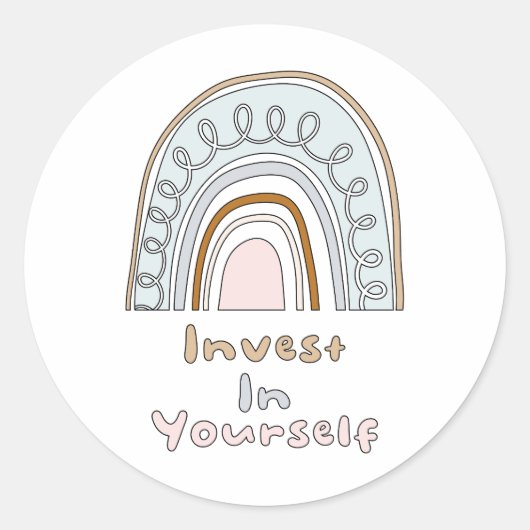 自分自身に投資すやる気を起こさせるるカラフル ラウンドシール (正面)
