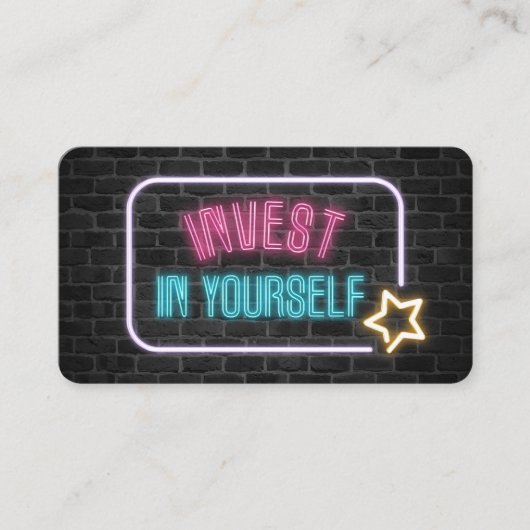 自分自身に投資ネオンサイン 名刺 (正面)