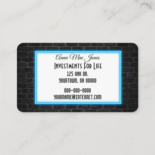 自分自身に投資ネオンサイン 名刺 (裏面)