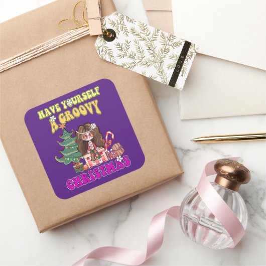 自分自身に素晴らしいおもしろいクリスマス70のスタイルを持つ スクエアシール (ギフト)