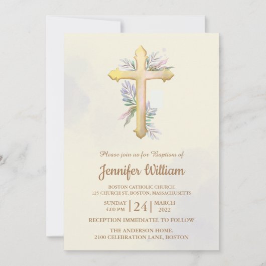 自分自身のバプテスマカスタムを作成する 招待状 (正面)