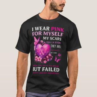 自分自身の傷跡のためにピンクを着る 乳がん Tシャツ