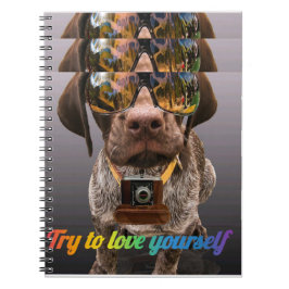 自分自身を愛してみる | 眼鏡とカムをかけたかわいい犬 ノートブック