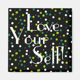 自分自身を愛するブラックグリーンサークル磁石 マグネット