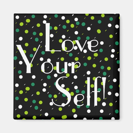 自分自身を愛するブラックグリーンサークル磁石 マグネット (正面)