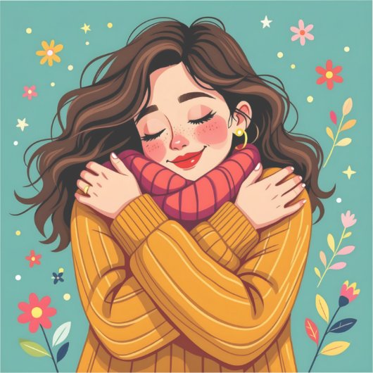 自分自身を愛する | 自分を抱き締める少女 シール (正面)