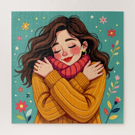 自分自身を愛する | 自分を抱き締める少女 ジグソーパズル (縦)