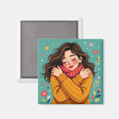 自分自身を愛する | 自分を抱き締める少女 マグネット (正面/裏面)