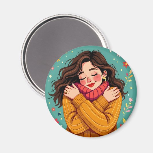 自分自身を愛する | 自分を抱き締める少女 マグネット (正面/裏面)