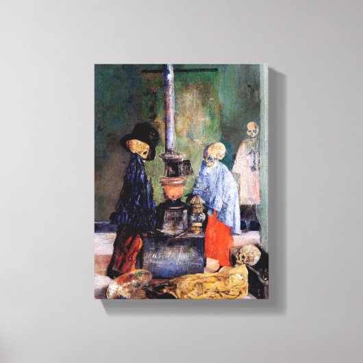 自分自身を温める骸骨 キャンバスプリント (正面)