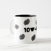 自動おもしろい整備士10W40脂っこい指紋マグカップ ツートーンマグカップ (正面左)