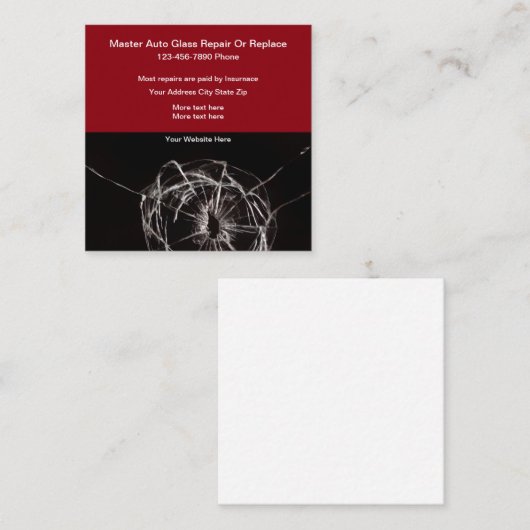 自動にガラスに修理および染まること スクエア名刺 (正面/裏面)