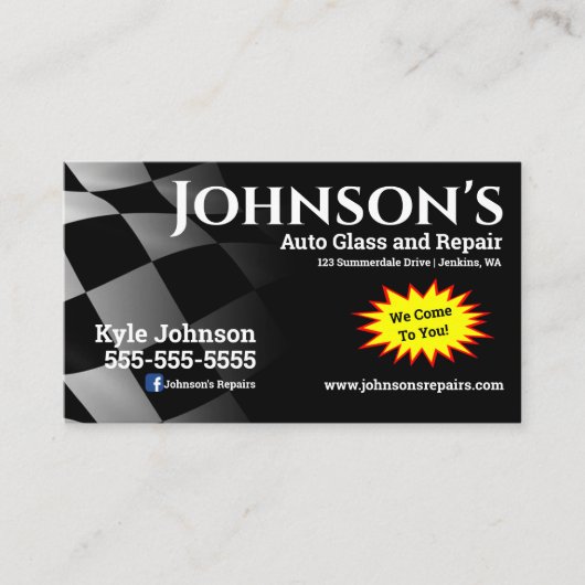 自動ガラスおよび修復名刺 名刺 (正面)