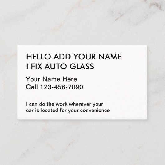 自動ガラス修理および名刺の交換 名刺 (裏面)