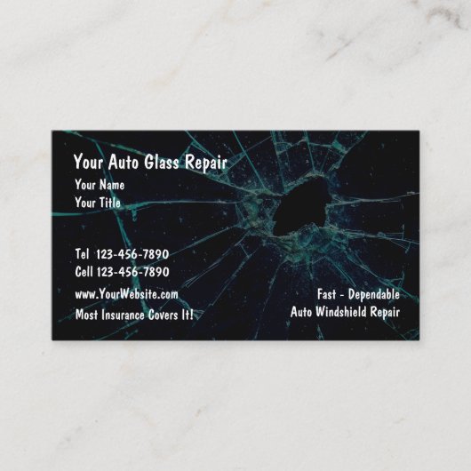 自動ガラス修理ブルーシェード名刺 名刺 (正面)