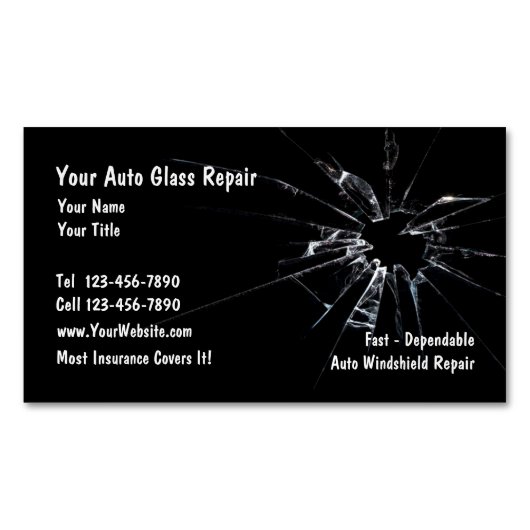 自動ガラス修理磁気ビジネスカード新規 マグネット名刺 (正面)