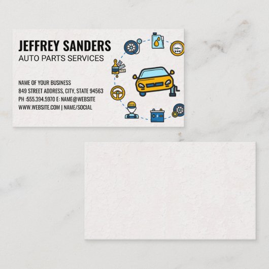 自動ガレージ | パーツとサービスの修復 名刺 (正面/裏面)